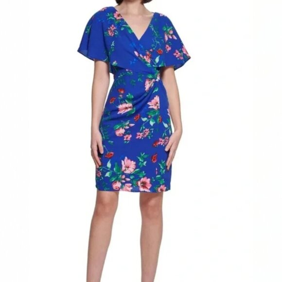 Kensie Dresses & Skirts - Kensie Floral Print Contemporary Sheath Dress Royal Blue